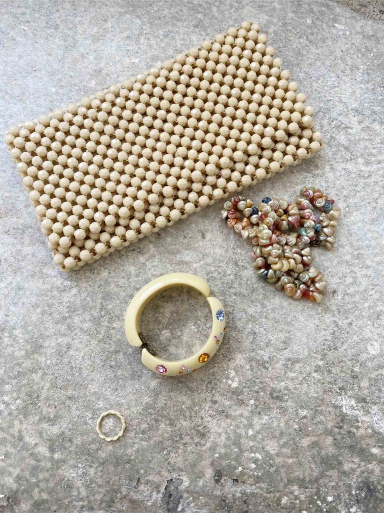 vintage jewellery and 60s clutch from Seven Sisters Athens