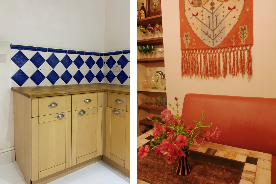 London Kitchen before and after with vintage, antiques and reclaimed materials